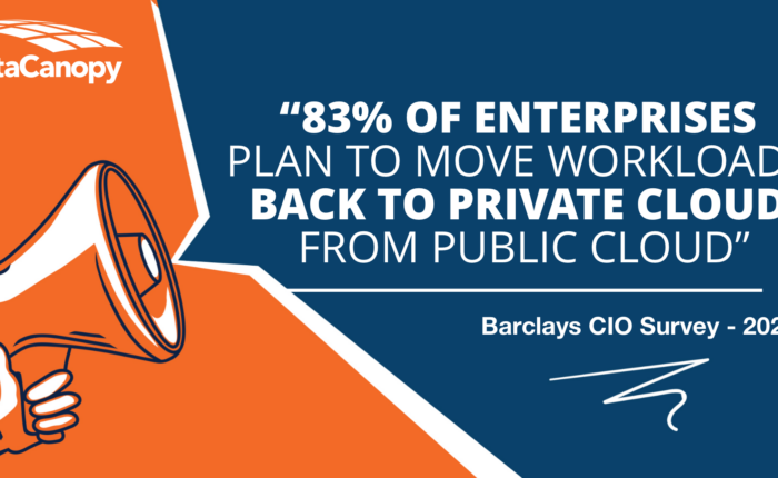 A quote that says: 83% of enterprises plan to move workloads back to private cloud from public cloud.