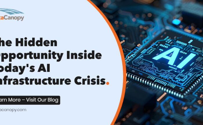 AI Data Center with a title of a blog post that reads "The Hidden Opportunity Inside Today's AI Infrastructure Crisis"